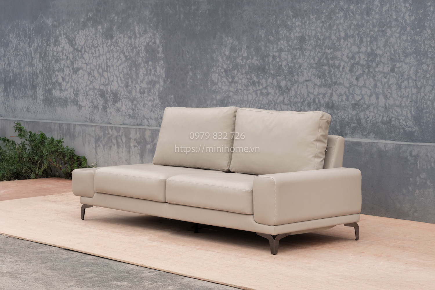 SOFA SFSL05 Da công nghiệp Màu ghi nhạt dài 220cm