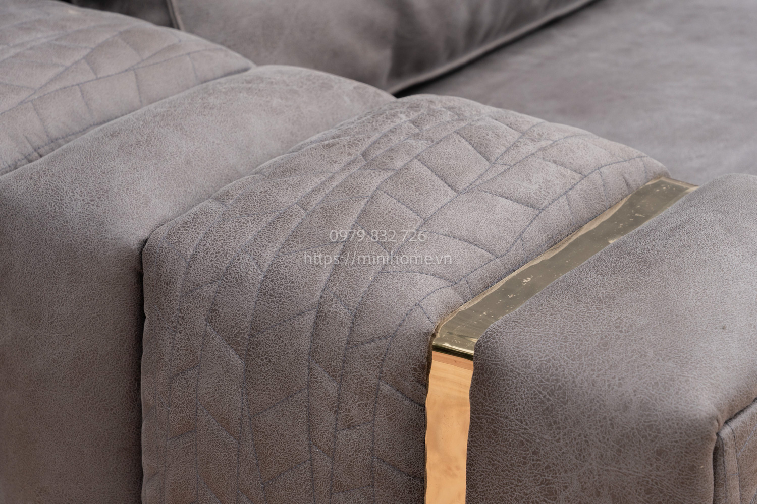 Alternative view of SOFA SFSL08 Da công nghiệp Màu xám đậm dài 220cm