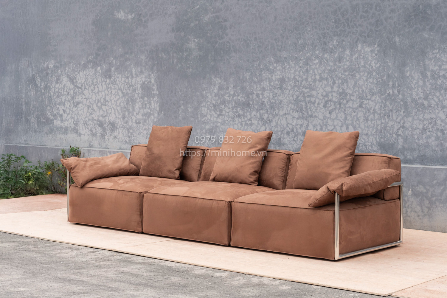 SOFA SFSL15 Da lộn Màu nâu đậm dài 305cm